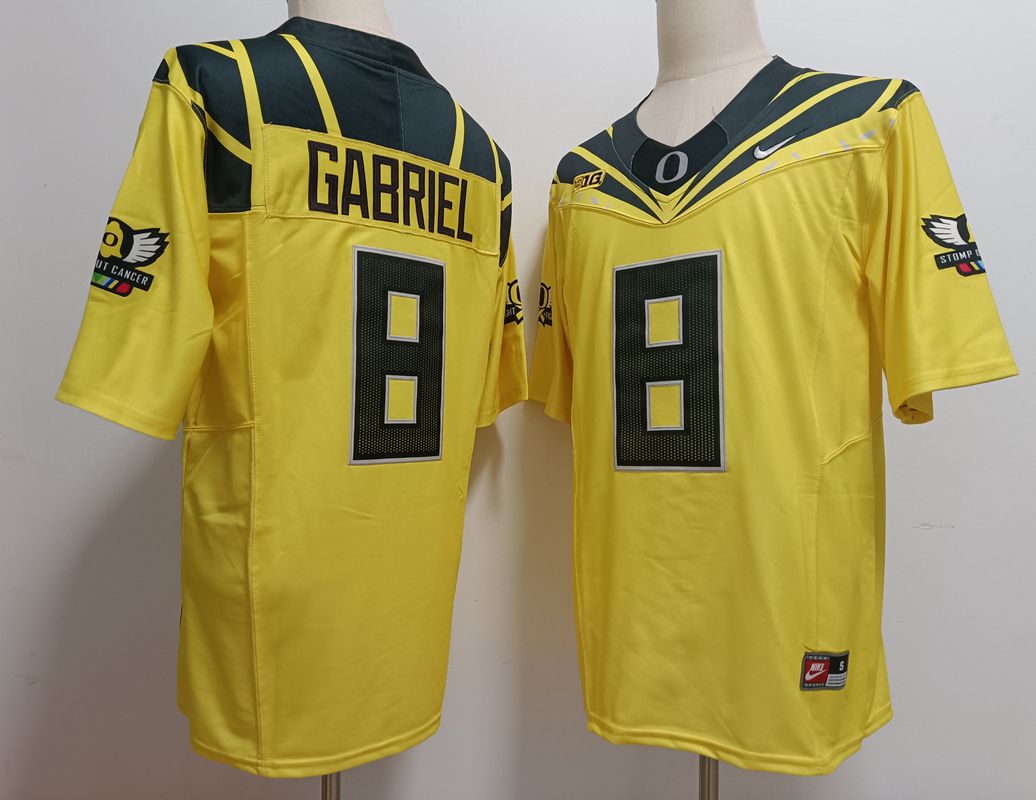 Men Oregon Ducks 8 Gabriel Yellow Nike 2025 NCAA Jersey
